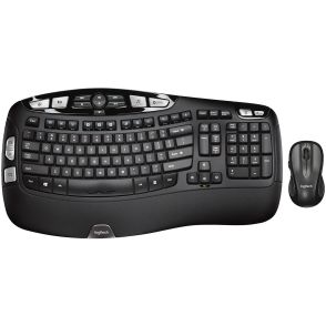 Logitech MK550 Wireless Wave Keyboard and Mouse Combo, Ergonomic Wave Design, Black