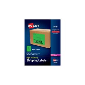 Avery Neon Shipping Labels, 8-1/2" x 11" , 100 Labels (5940)