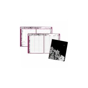 Cambridge FloraDoodle Premium 2024 Weekly Monthly Appointment Book, Black, White, Large