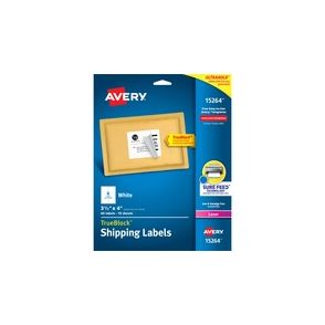Avery Shipping Labels, Sure Feed, 3-1/3" x 4" , 60 White Labels (15264)
