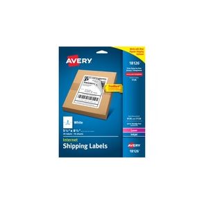 Avery Internet Shipping Labels, 5-1/2" x 8-1/2" , 20 Labels (18126)