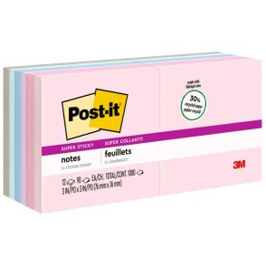 Post-it Super Sticky Recycled Notes - Wanderlust Pastels Color Collection