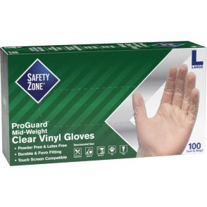 Safety Zone 3 mil General-purpose Vinyl Gloves, Large - 100/Box